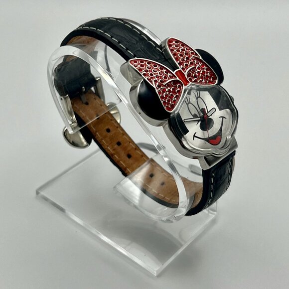 Vintage Happy Minnie Mouse Disney Red Stone Ears Watch Working main image 10